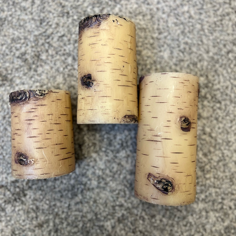 Natural Birch Wood Candle Holders